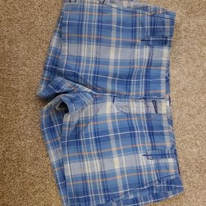 Blue plaid short shorts